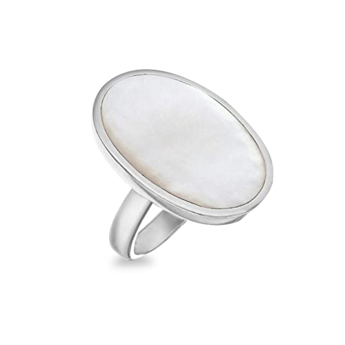 Tuscany Silver Damen Oval Mother of Pearl Ring Sterling Silber 23mm x 15mm Weiß L von Tuscany Silver