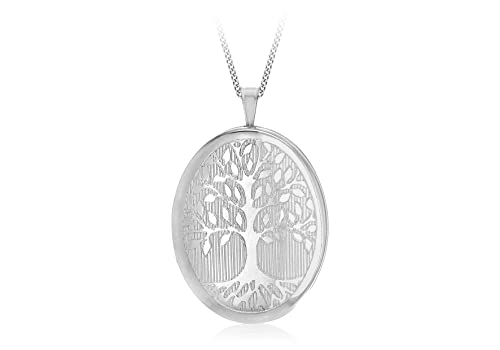 Tuscany Silver Damen Sterling Silber rhodiniert 20mm x 31.5mm Oval Tree of Life Locket Panzerkette mit Anhänger 46cm/18zoll 8.46.2764 von Tuscany Silver