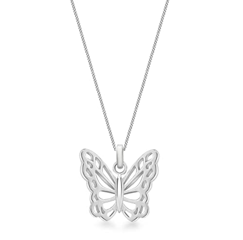 Tuscany Silver Damen Kette Mit Anhänger Sterling Silber Geschnitten Schmetterling 46cm von Tuscany Silver