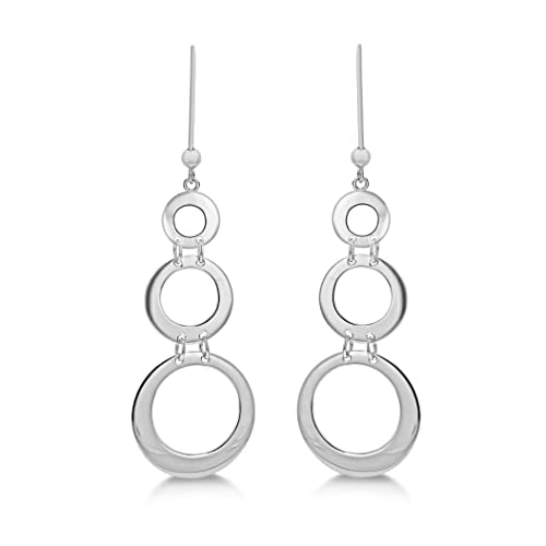 Tuscany Silver Damen Ohrhänger Rhodiniert Sterling Silber Dreifach Geschnitten Kreis abgestuft/gestaffelt von Tuscany Silver