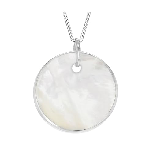 Tuscany Silver Damen Rolokette Mit Anhänger Sterling Silber Perlmutt Klein Rund 46cm/18zoll von Tuscany Silver