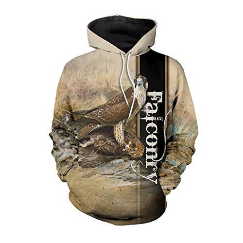 3D Voll Gedruckt Falknerei Hoodie Pullover Herbst Rundhals Casual Sweatshirt Mode Herren Damen Jacken Gr. XXXL, blau von Tushja