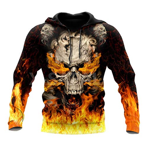 Cool Skulls On Fire Art 3D Print Hoodie Man Harajuku Outwear Zipper Pullover Sweatshirt Casual Unisex Jacke Gr. XXXXXX-Large, 3D Hoodies von Tushja