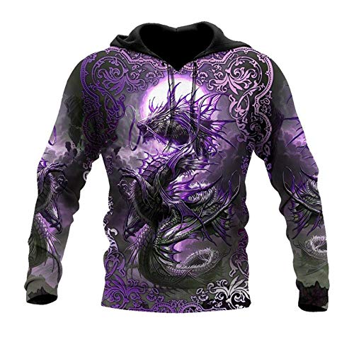 Dragon 3D Druck Hoodie Herren Damen Harajuku Outwear Zipper Pullover Sweatshirt Casual Unisex Jacke Trainingsanzug Gr. Medium, 3D Hoodies von Tushja