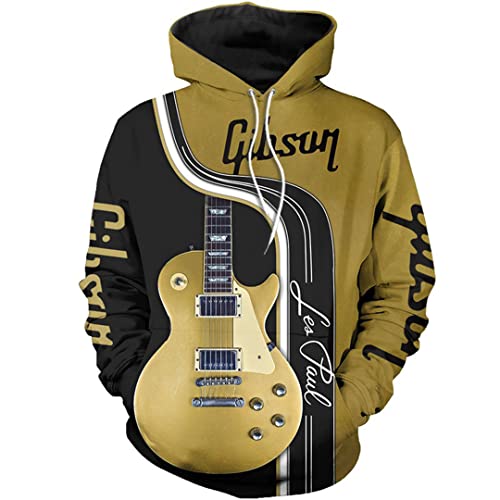 E-Gitarre 3D Volldruck Hoodie Männer und Frauen Reißverschluss Hoodie Herbst und Winter Street Sweatshirt, Hoodie, 5X-Large von Tushja