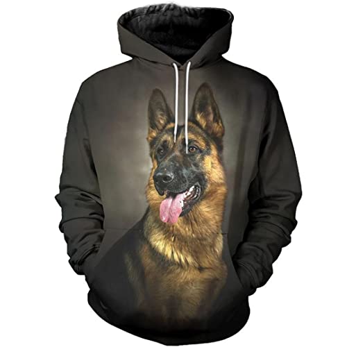 Herbst und Winter Deutscher Schäferhund, 3D-Volldruck, Männer und Frauen, Street Sport, Reißverschluss Hoodie, blau, 4X-Large von Tushja