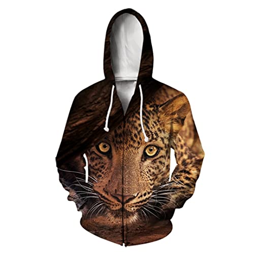 Langarm-Jacke für Herren und Damen, 3D-Druck, mit Tiermotiv, mit Reißverschluss, 07, XL von Tushja