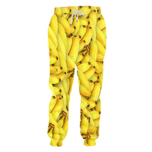 Tushja Herren Sweatpants 3D Gedruckt Kreative Obst Banane Casual Creative Man Oversized Hosen Gr. 34-37, banane von Tushja