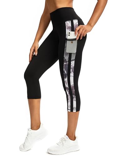 3/4 Sporthose Damen mit Taschen, Sport Leggings Damen Damen Blickdicht Laufhose,Sporthose Yogahosen 3/4 Trainingshose L von Tuspryt