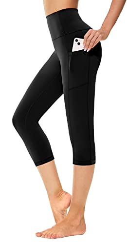 Tuspryt 3/4 Sporthose Damen mit Taschen, Sport Leggings Damen Damen Blickdicht Laufhose,Sporthose Yogahosen 3/4 Trainingshose S von Tuspryt