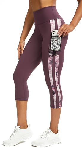 Tuspryt 3/4 Sporthose Damen mit Taschen, Sport Leggings Damen Damen Blickdicht Laufhose,Sporthose Yogahosen 3/4 Trainingshose XS von Tuspryt