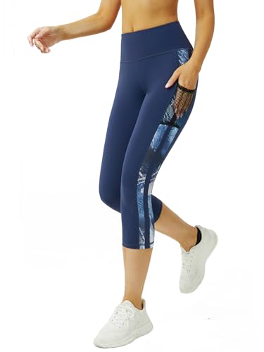 Tuspryt 3/4 Sporthose Damen mit Taschen, Sport Leggings Damen Damen Blickdicht Laufhose,Sporthose Yogahosen 3/4 Trainingshose XXL von Tuspryt