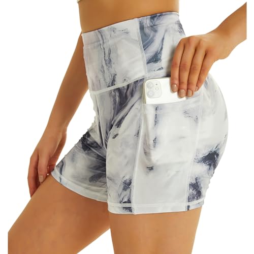 Tuspryt Kurze Sporthose Damen,Sport Shorts Damen,Blickdicht Kurze Jogginghose Damen mit Taschen L von Tuspryt