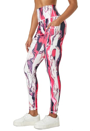 Tuspryt Leggings Damen mit Taschen,Blickdichte Sport Leggings Damen Printed Sporthose Damen lang Fitnesshose Laufhose Damen L von Tuspryt