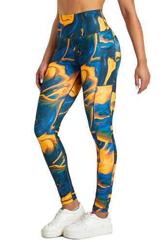Tuspryt Leggings Damen mit Taschen,Blickdichte Sport Leggings Damen Printed Sporthose Damen lang Fitnesshose Laufhose Damen XL von Tuspryt
