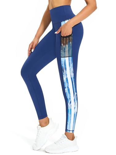 Tuspryt Leggings Damen mit Taschen,Blickdichte sportleggins Damen lang Fitnesshose Laufhose Sporthose Damen XL von Tuspryt