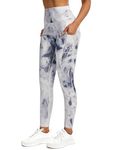 Tuspryt Sport Leggings Damen Lang,Blickdichte Printed Sporthose Damen Fitnesshose Laufhose Damen mit Taschen L von Tuspryt