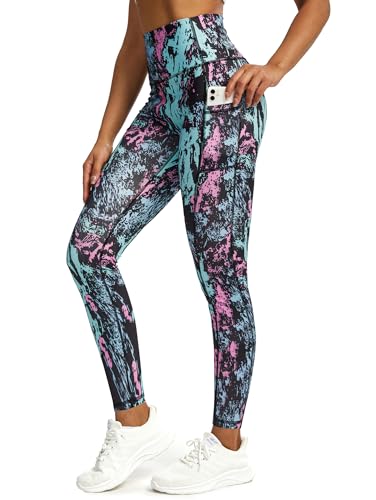 Tuspryt Sport Leggings Damen Lang, Blickdichte Printed Sporthose Fitnesshose Laufhose Mit Taschen M von Tuspryt