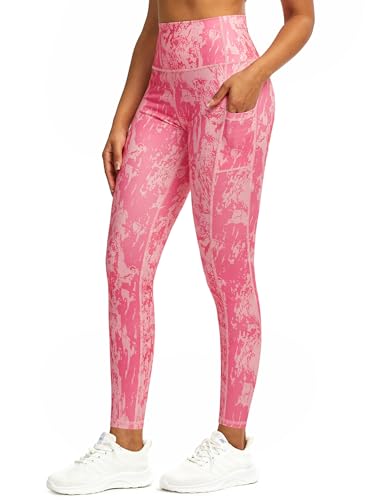 Tuspryt Sport Leggings Damen Lang,Blickdichte Printed Sporthose Damen Fitnesshose Laufhose Damen mit Taschen XL von Tuspryt