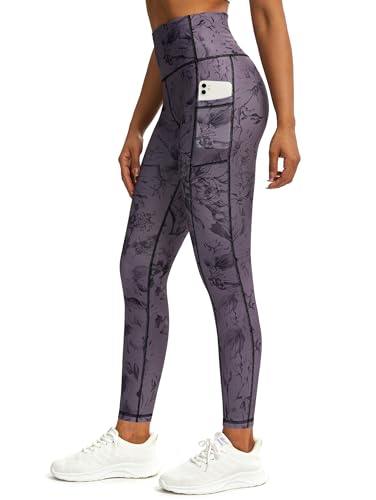 Tuspryt Sport Leggings Damen Lang,Blickdichte Printed Sporthose Damen Fitnesshose Laufhose Damen mit Taschen XS von Tuspryt