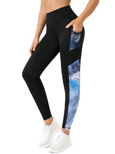 Tuspryt Sport Leggings Damen mit Taschen, Blickdicht Sporthose Damen Laufhose Leggings, Leggings Damen Jogginghose Fitnesshose Gym Leggings L von Tuspryt