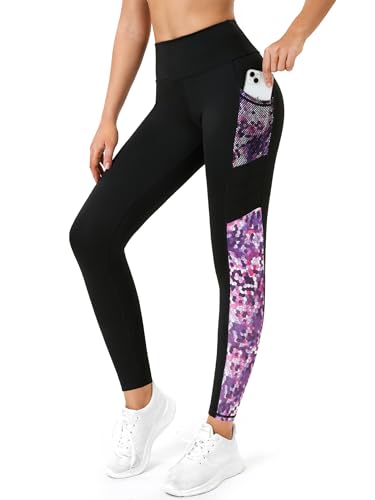 Tuspryt Sport Leggings Damen mit Taschen, Blickdicht Sporthose Damen Laufhose Leggings, Leggings Damen Jogginghose Fitnesshose Gym Leggings M von Tuspryt