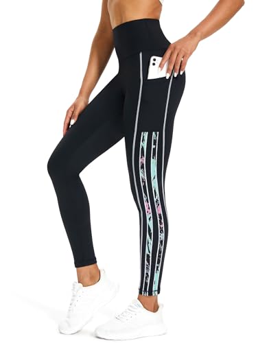 Tuspryt Sport Leggings Damen mit Taschen,Blickdichte Leggings Damen Fitnesshose Laufhose Sporthose Damen XXL von Tuspryt