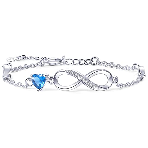 Tusuzik Weihnachtsgeschenke Armband Damen Silber 925 Damen Zirkonia Unendlichkeit Herz Armband Verstellbares Armband Geburtstag Muttertag Jahrestag Schmuck Geschenk für Frauen von Tusuzik