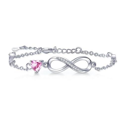 Tusuzik Damen Silber 925 Damen Zirkonia Herz Armband Verstellbares Armband Geburtstag Jahrestag Schmuck Geschenk für Frauen von Tusuzik