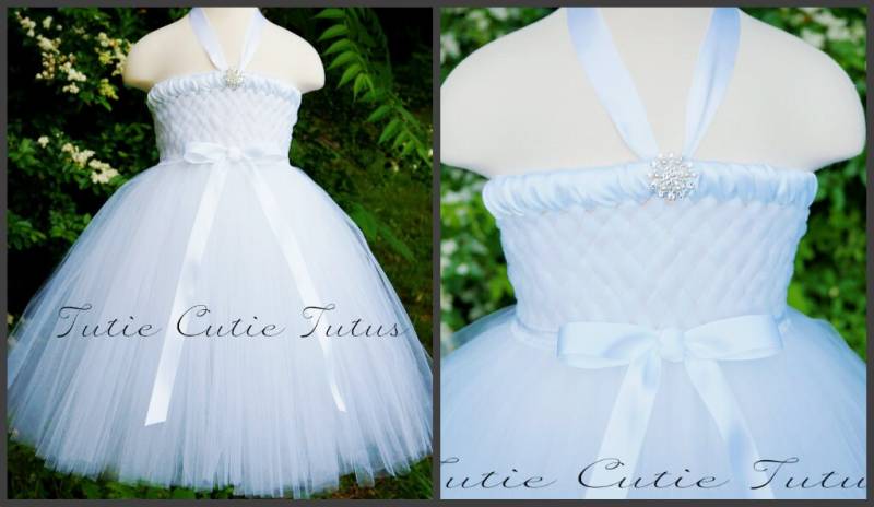 Blumenmädchen Gewebtes Tutu Kleid in Weiß Nb-8 von TutieCutieTutus