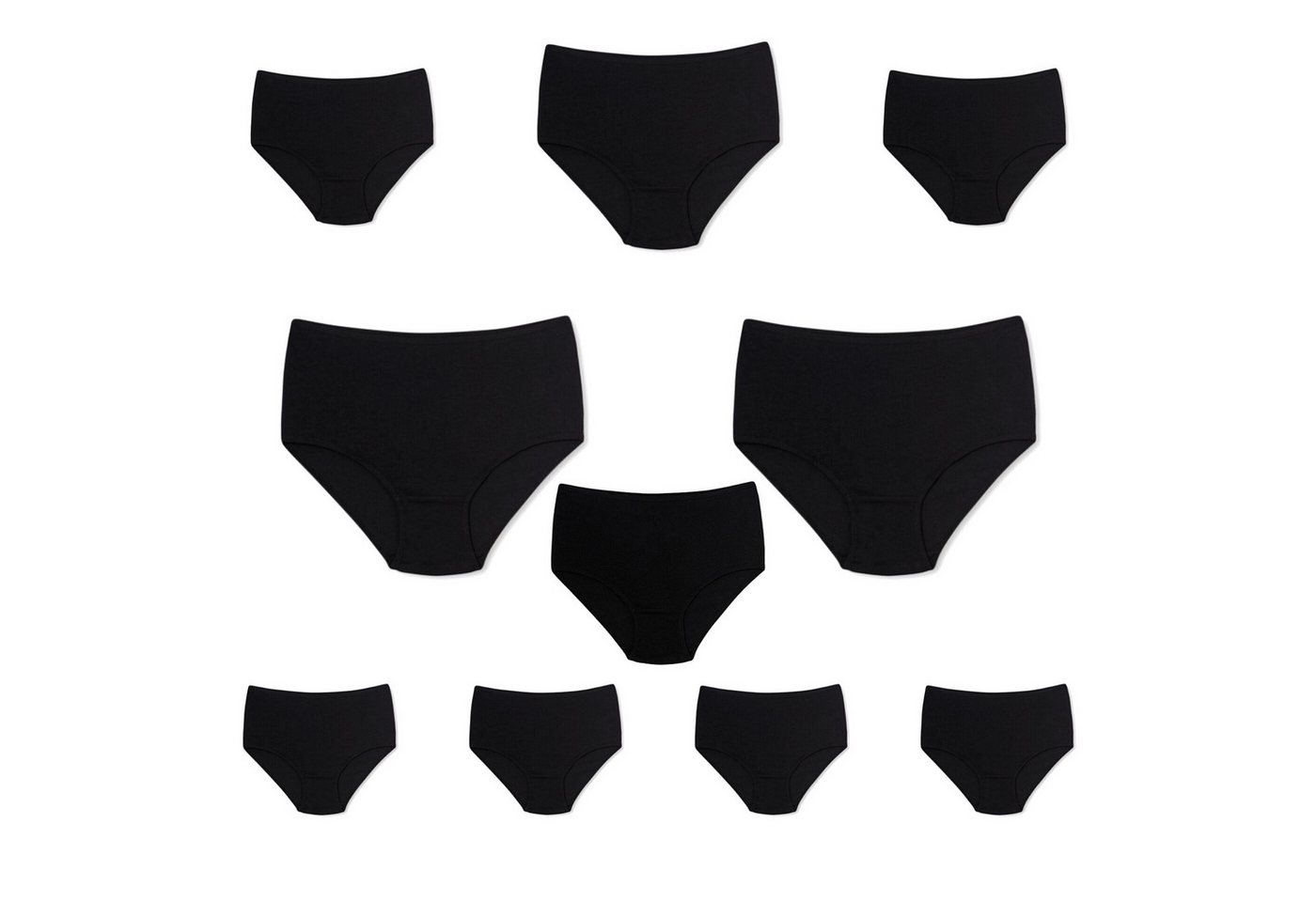 Seher/Tutku Slip Damen Unterhosen 6er-10er Pack Basic Slips elastische Taillenslips (Spar-Set, 10-St., Multipack) 100% Baumwolle von Seher/Tutku