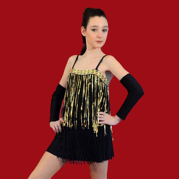 Schwarz Und Gold Charleston Tanzkostüm Schwarz Und Gold Charleston Tanzkostüm von TutuCie