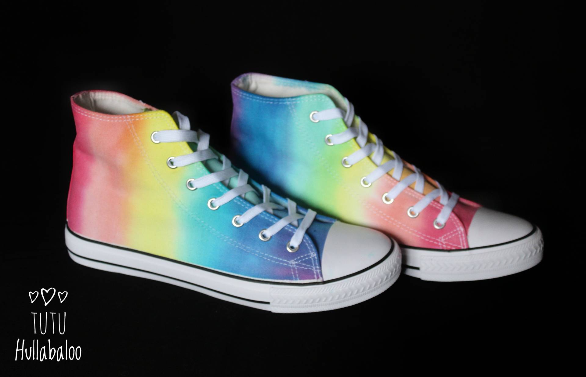 Rainbow Pride Hightop Schuhe - Handgefärbte Canvas Plimsolls Rainbow Pride Hightop Schuhe - Handgefärbte Canvas Plimsolls von TutuHullabaloo