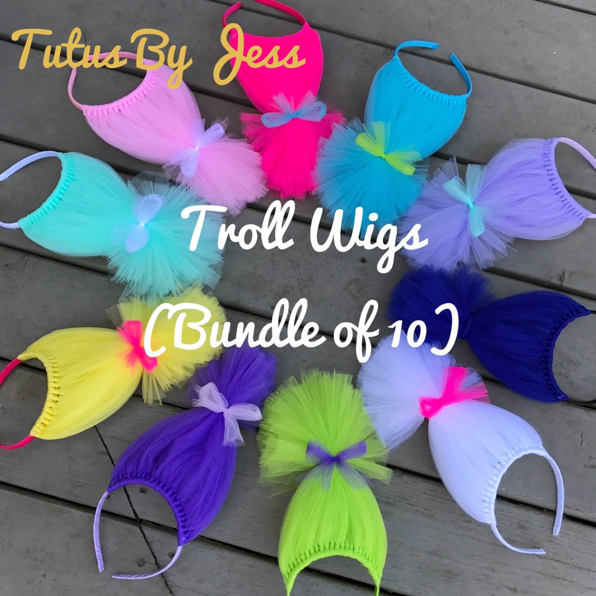 Troll Perücken | 10Er-Set Trolle Gastgeschenke Stirnbänder Haare Kostüme Perücke Vielfalt Troll Perücken | 10Er-Set Trolle Gastgeschenke Stirnbänder Haare Kostüme Perücke Vielfalt von TutusByJessT