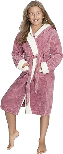 Tuva Home Warmer Bademantel für Jungen und Mädchen, Kinderbademantel Weicher Dicker Morgenmantel für Kinder Dunkelblau Rosa Größen 6-16 Jahre (134-140 cm, Rosa) von Tuva Home