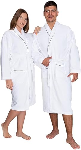 Tuva Home Weißer Hotel Bademantel Morgenmantel Soft Touch Unisex Weicher Bademantel für Damen und Herren Samt Velours S/M – 5XL (XXL) von Tuva Home