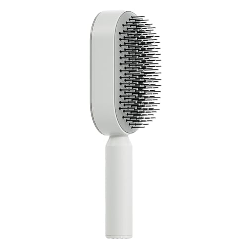 Kissen-Haarbürste, Entwirrende, Leichte, Selbstreinigende Haarbürste, Kopfhautmassage, Ergonomischer Griff für Frauen für zu Hause (WHITE) von Tuwei