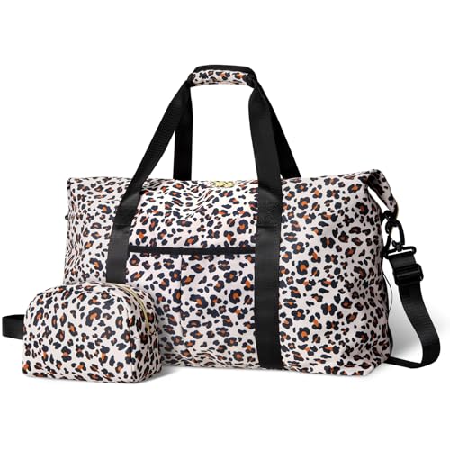 Tuwubi Reisetasche, Turnbeutel für Damen, Tragetasche, Seesack, wasserdichte Tasche, Wochenendtasche, Crossbody-Taschen für Frauen, trendig, zum Schwimmen, Fitnessstudio, Yoga, Leoparden-Print, von Tuwubi