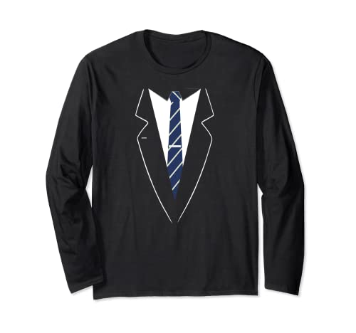 Smoking mit Krawatte für Herren, Damen, Jungen, Kinder Langarmshirt von Tuxedo and Tie Funny