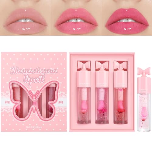 Tuxuseo Farbverändernder Lipgloss Für Frauen - Farbwechselnder Volumen Lippen Gloss,Hochglänzender Lang anhaltender Gloss – Perfektes Makeup Geschenk für Freundin, Mama & Tochter von Tuxuseo
