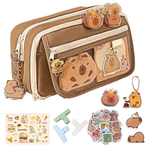 Tuxuseo Schulmäppchen Wasserschwein Design | Stylische Stiftmappe - Geräumige Schultasche Federmäppchen Für Schüler Mit Haftnotizen Aufklebern Stiften Und Lineal von Tuxuseo