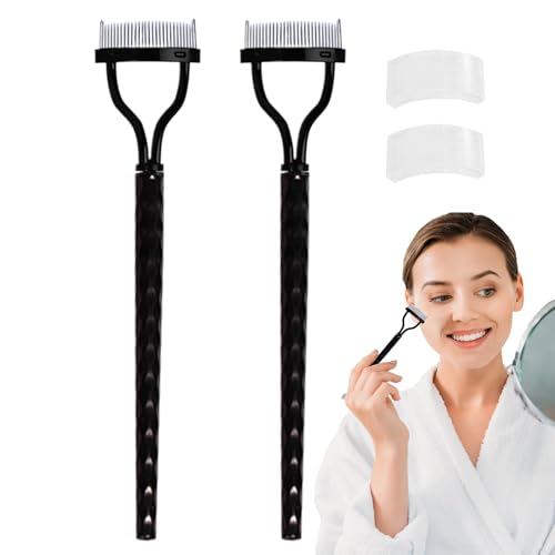 Tuxuseo Wimpernabscheider, Mascara -Kamm | 2 -Pack -Metall -Zähneabscheider Pinsel mit Abdeckung,Augenbrauenbürste, kosmetisches Werkzeug, Make -up -Vorräte, Brow -Make -up -Applikator für den von Tuxuseo