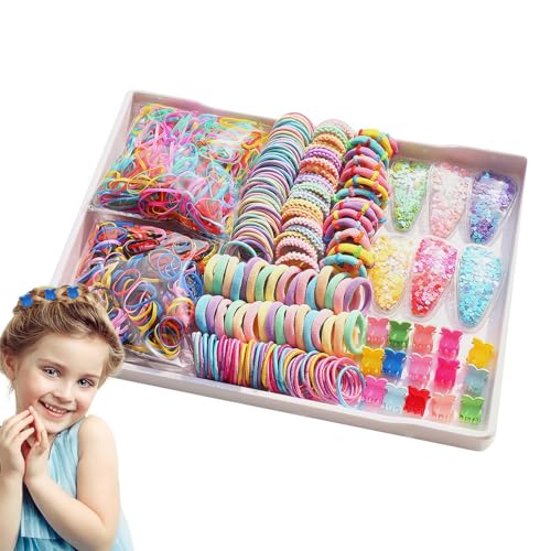 Tuxxjzm Haargummi-Set,Haargummi-Geschenkset,Mehrfarbige Haargummis | Elastische Pferdeschwanzhalter-Haarbänder, buntes Haar-Accessoires-Set für kleine Mädchen, mehrfarbige Haargummis für Frauen, von Tuxxjzm