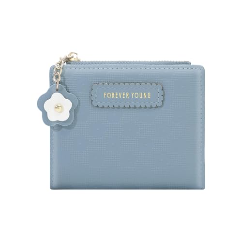 Tuxxjzm Kompakte Geldbörse für Damen – Bifold Zipper Pocket Wallet | Geldbörse Bifold with Window Wallet Clutch Organizer Card Case Purse with Zipper Pocket Card Wallets for Women, blau, Refer to von Tuxxjzm