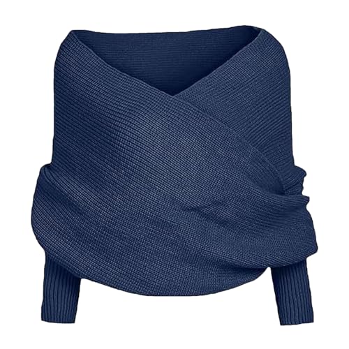 Tuxxjzm Multifunktionstuch mit Ärmeln Ärmel Wrap Schal Strick Zopfwickel für Winter Outdoor-Aktivitäten, marineblau, Refer to description von Tuxxjzm