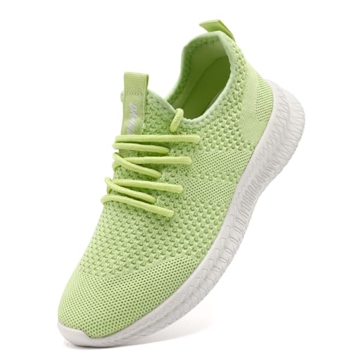 Tvtaop Damen Sneaker Laufschuhe Turnschuhe Straßenlaufschuhe rutschfest Leichtgewichts Atmungsaktiv Walkingschuhe Outdoor Tennisschuhe Sportschuhe Freizeitschuhe,Fruchtgrün 37 EU von Tvtaop