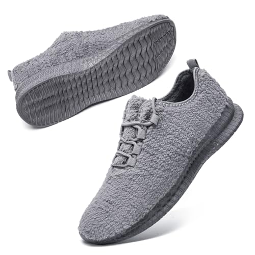 Tvtaop Schuhe Herren Winter Sneaker Manner Laufschuhe Turnschuhe Tennisschuhe rutschfest Leichtgewichts Warme Outdoor Straßenlaufschuhe Joggingschuhe Freizeitschuhe Hellgrau 43 EU von Tvtaop