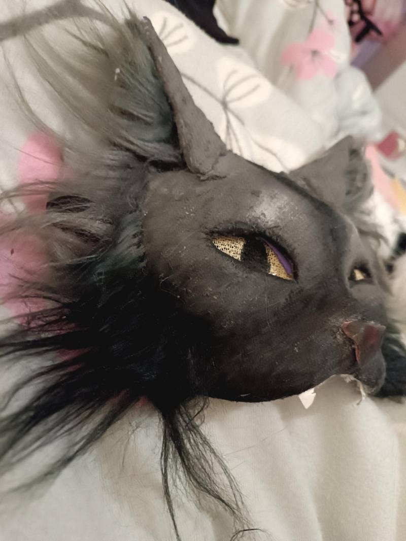 Therian Mask With Tail Grey Black Cat Mean von Tw1nH3ll