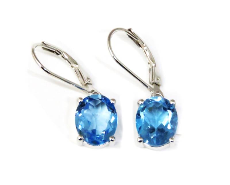 E10810Ls Classic Style Oval Form Blau Topas November Geburtsstein Set Baumeln Ohrringe Geschenk Für Sie von TwankeeJewelry