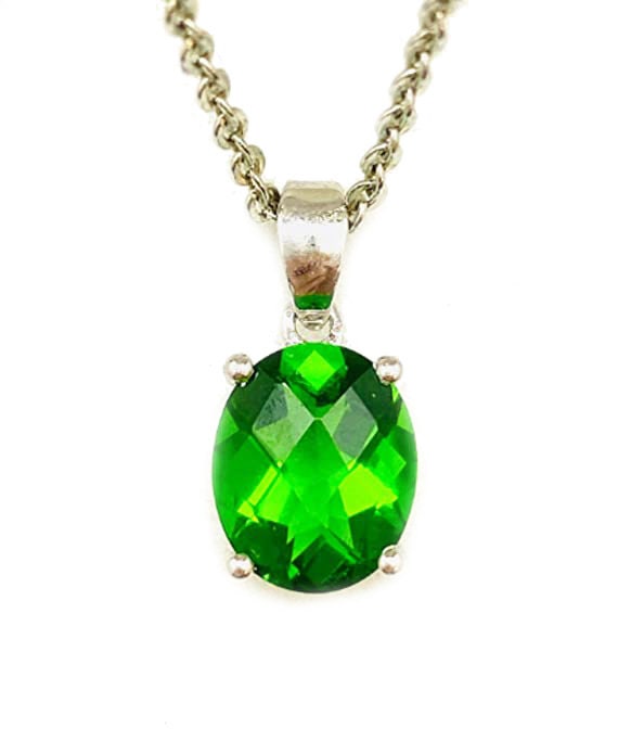 P10911 Classic Style Mt St Helens Green Helenite Mai Geburtsstein Oval Schachbrett Massiv 925 Silber Anhänger Geschenk Für Sie von TwankeeJewelry